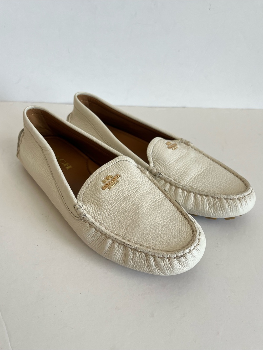 Coach Marley Leather Driver Loafers Chalk White Size 8.5B - Picture 2 of 11